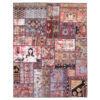 Tapis Persan Vintage Patchwork Noué à la Main Géométrique
