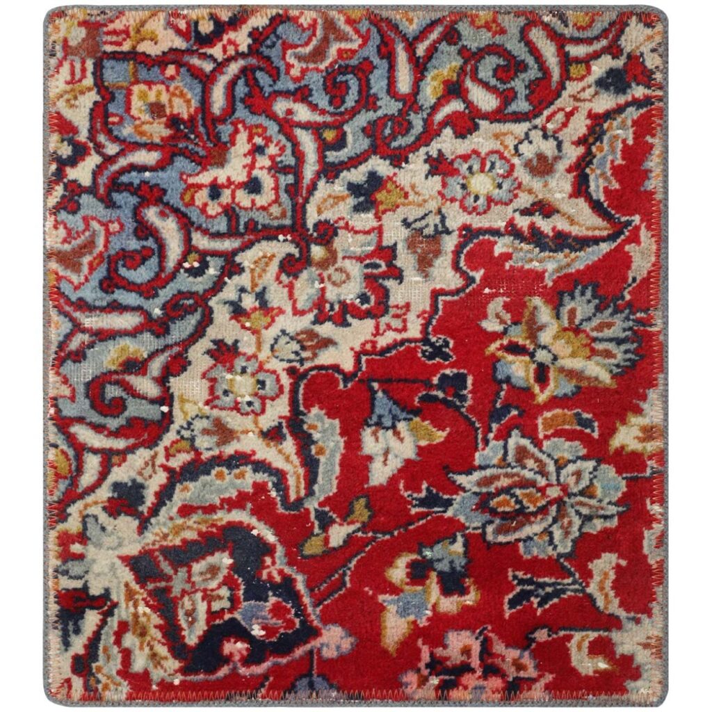 Tapis Persan Vintage Patchwork Noué à la Main Traditionnel Rouge