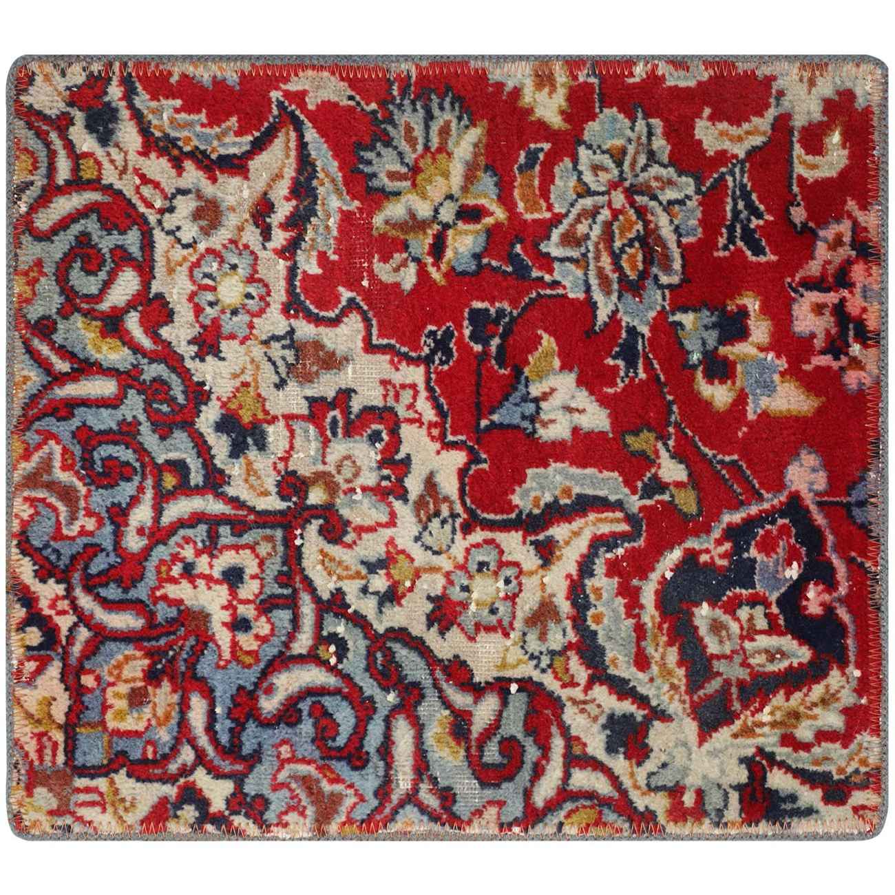 Tapis Persan Vintage Patchwork Noué à la Main Traditionnel Rouge