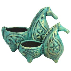 Bougeoir en poterie persane fait main avec design de cheval
