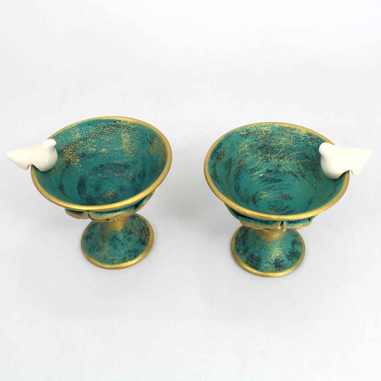 Bougeoir en poterie persane fait main avec design d’oiseau