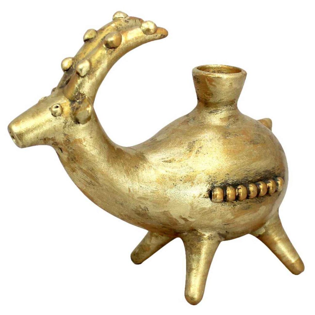 Bougeoir en poterie persane fait main avec design de chèvre