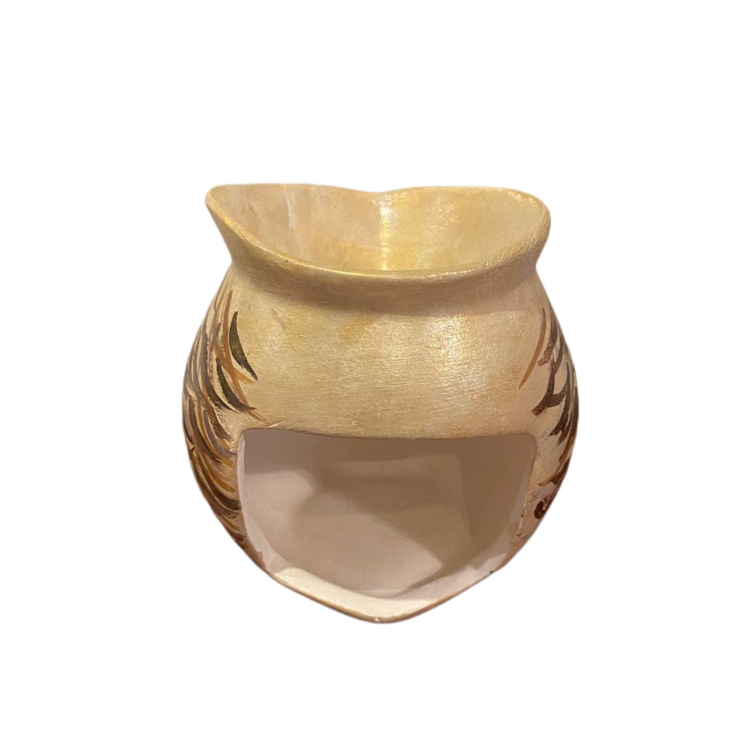 Bougeoir en poterie persane fait main avec design de hibou