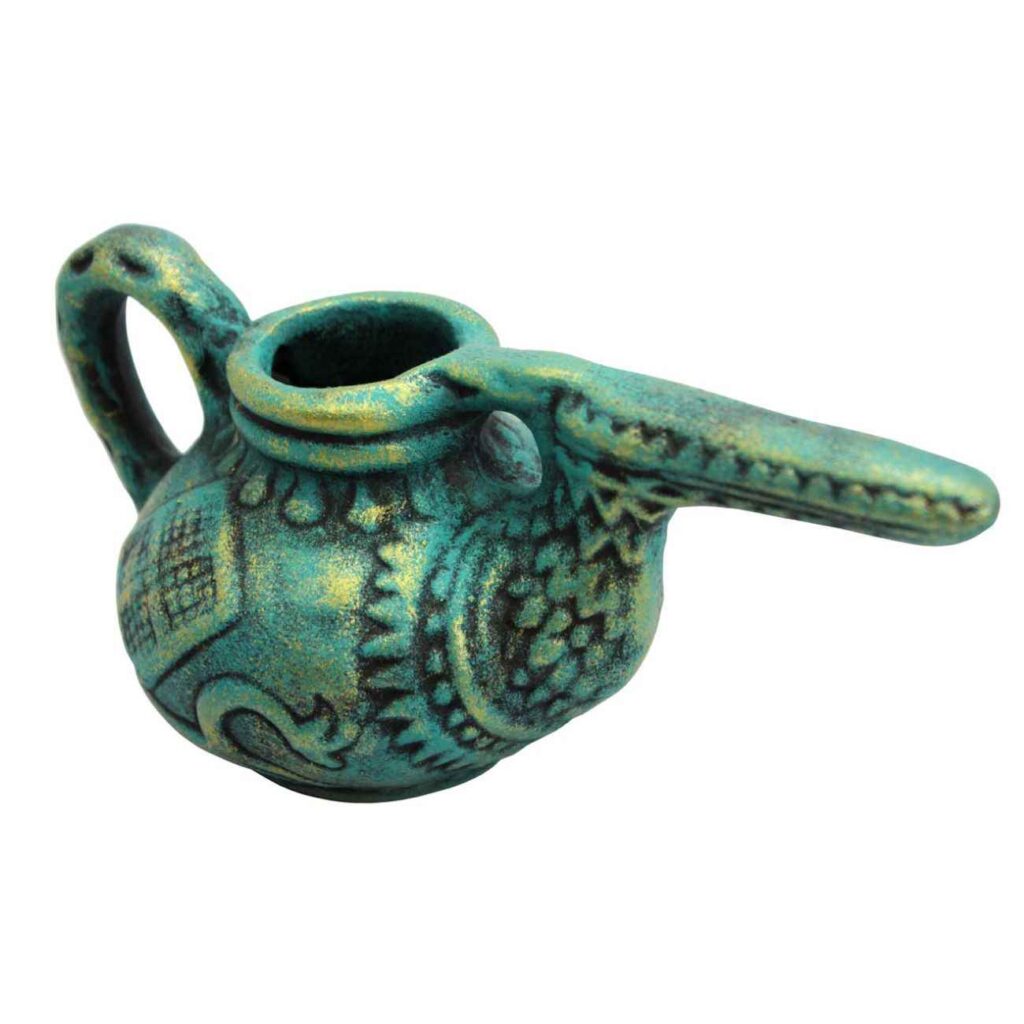 Bougeoir en poterie persane fait main avec design inspiré de la Perse