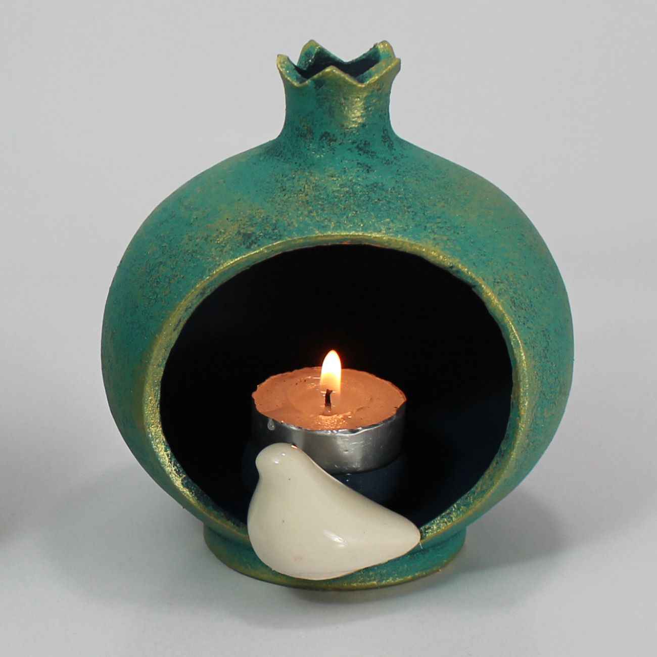 Bougeoir en poterie persane fait main avec design de grenade