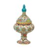 Sucrier en Poterie Persane Fait Main avec Couvercle - Minakari Émaillé avec Motif Floral