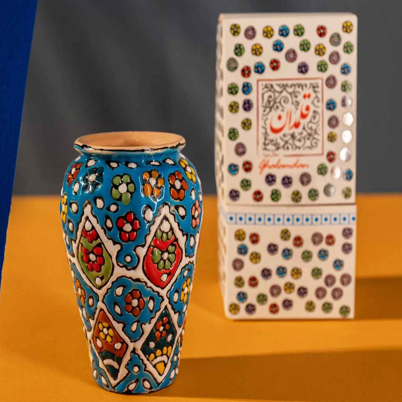 Porte-stylo en poterie persane fait main pour bureau – Émaillage Minakari