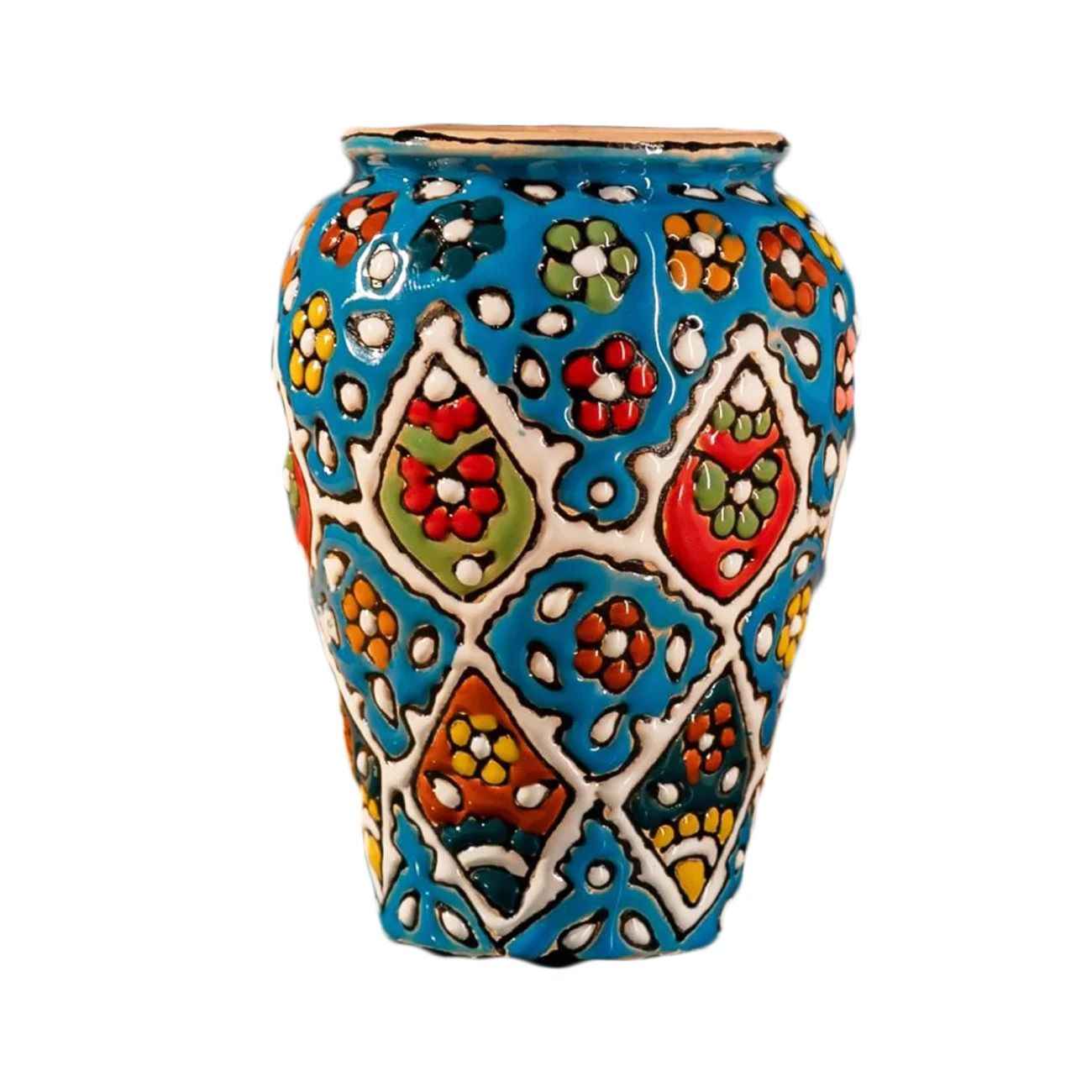 Porte-stylo en poterie persane fait main pour bureau - Émaillage Minakari