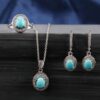 Ensemble de bijoux en argent persan avec pierre précieuse turquoise naturelle