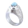Bague en Argent Persan Faite Main II avec Turquoise de Neyshabur