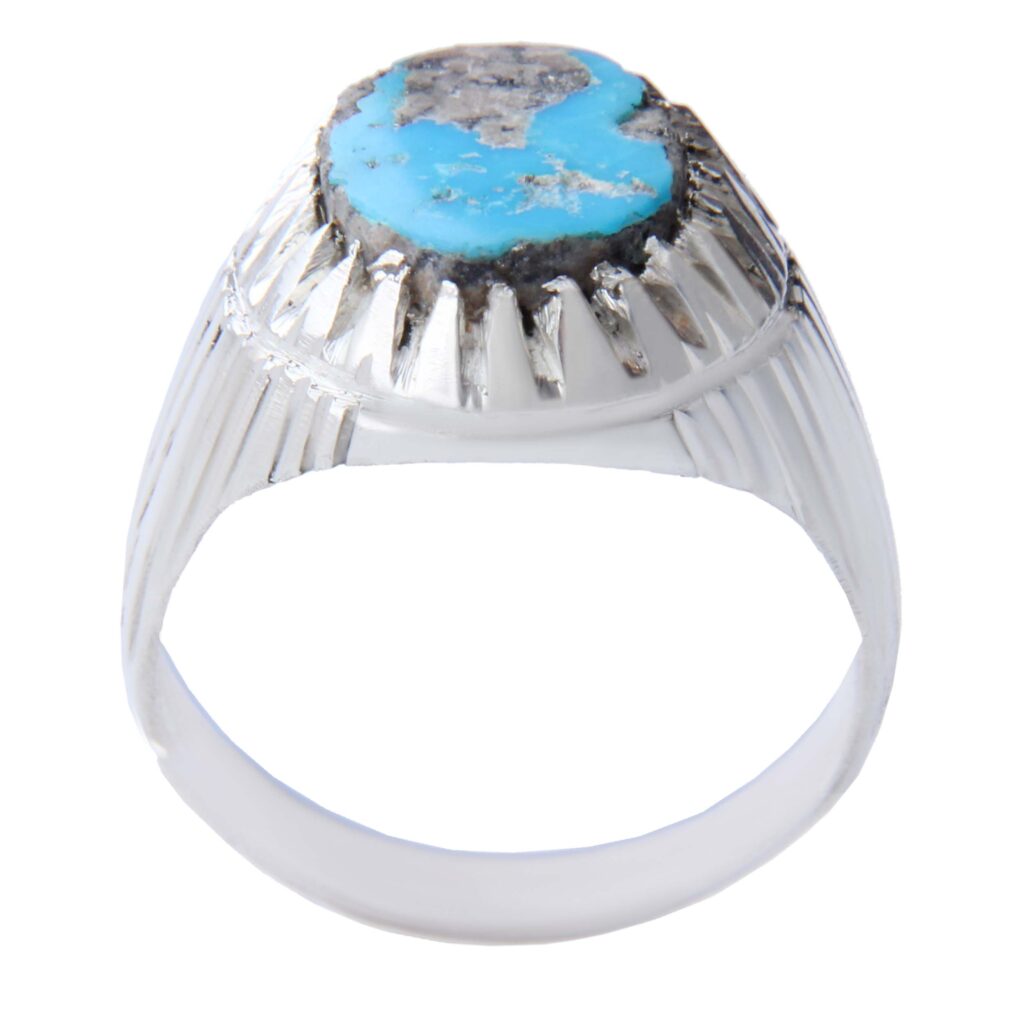 Bague en Argent Persan Faite Main AM_4091 avec Turquoise de Neyshabur