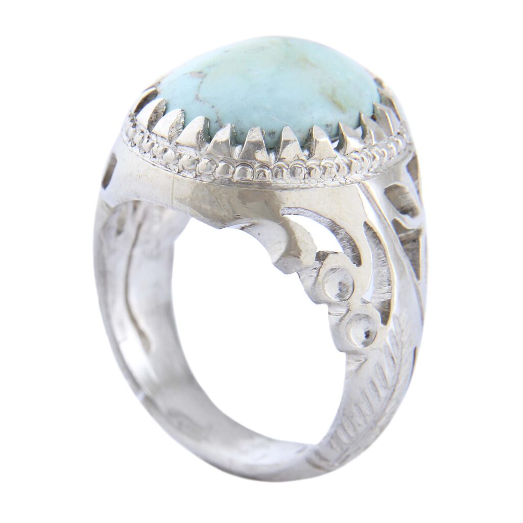 Bague en Argent Persan Faite Main AM_4571 avec Turquoise de Neyshabur
