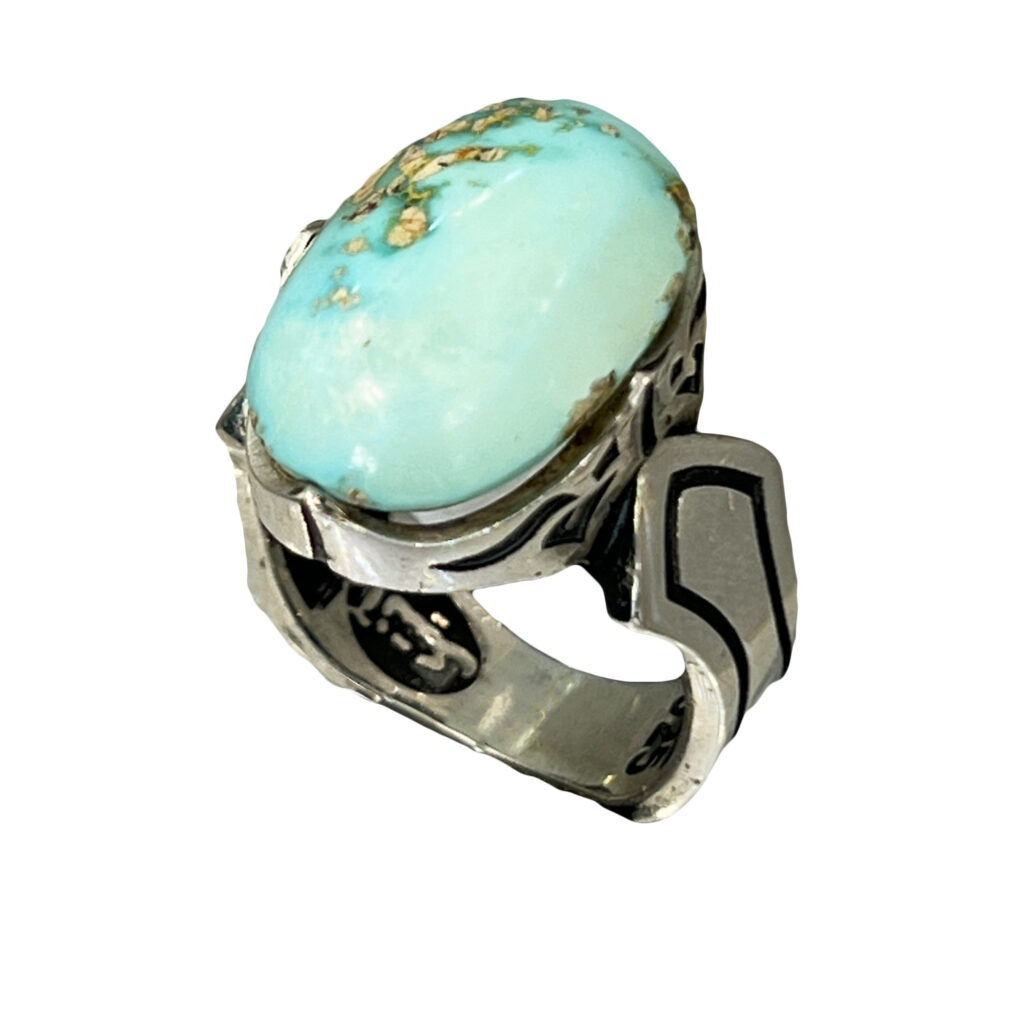 Bague en Argent Persan Faite Main I avec Turquoise de Neyshabur