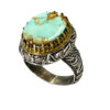 Bague en Argent Persan Faite Main 92-2 avec Turquoise de Neyshabur