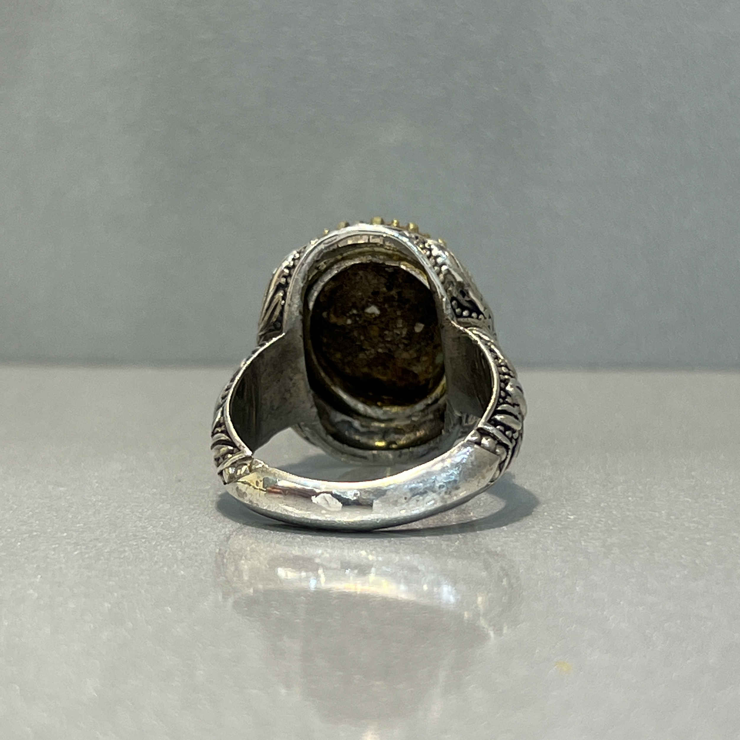 Bague en Argent Persan Faite Main 92-2 avec Turquoise de Neyshabur