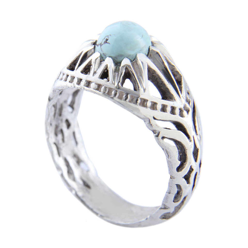 Bague en Argent Persan Faite Main AM_4605 pour Homme avec Turquoise de Neyshabur