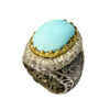 Bague en Argent Persan Faite Main pour Homme avec Turquoise de Neyshabur