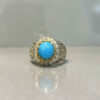 Bague Modèle Miroir en Argent Persan avec Turquoise de Neyshabur pour Homme