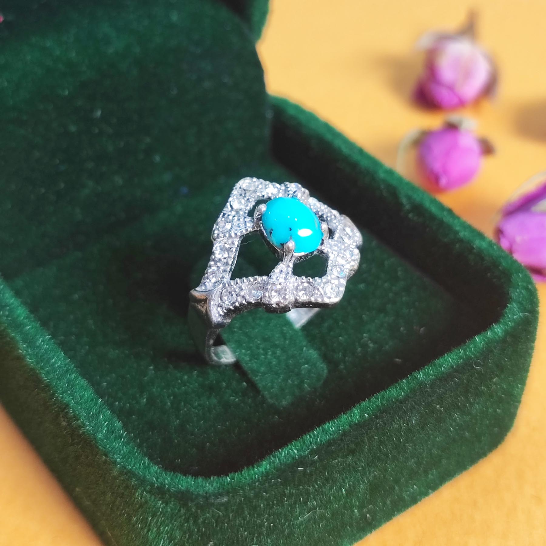 Bague Modèle Neyshabur en Argent Persan avec Turquoise de Neyshabur pour Femme