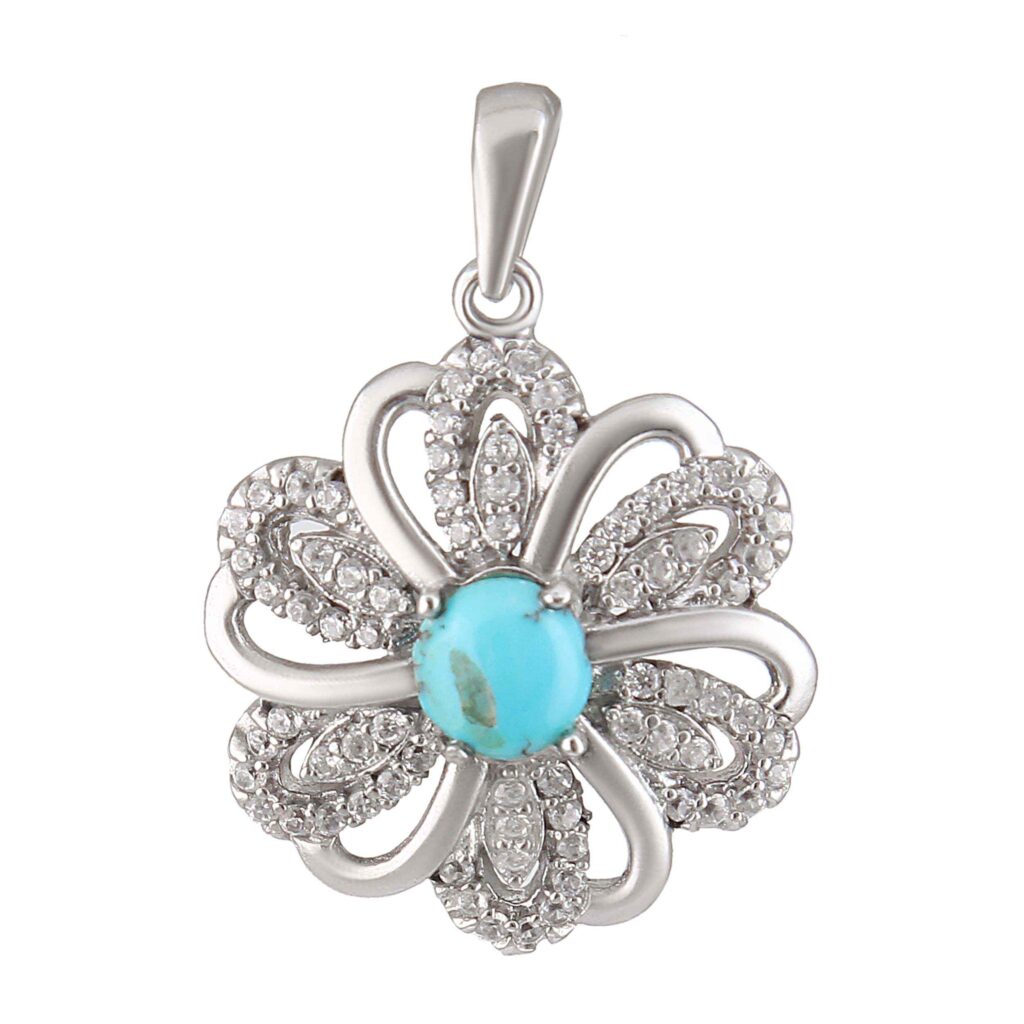 Pendentif en argent persan classique avec Turquoise Neyshabur