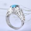 Bague en Argent Persan Faite Main III avec Turquoise de Neyshabur