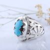 Bague en Argent Persan Faite Main III avec Turquoise de Neyshabur