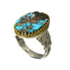 Bague en Argent Persan Faite Main avec Turquoise de Neyshabur