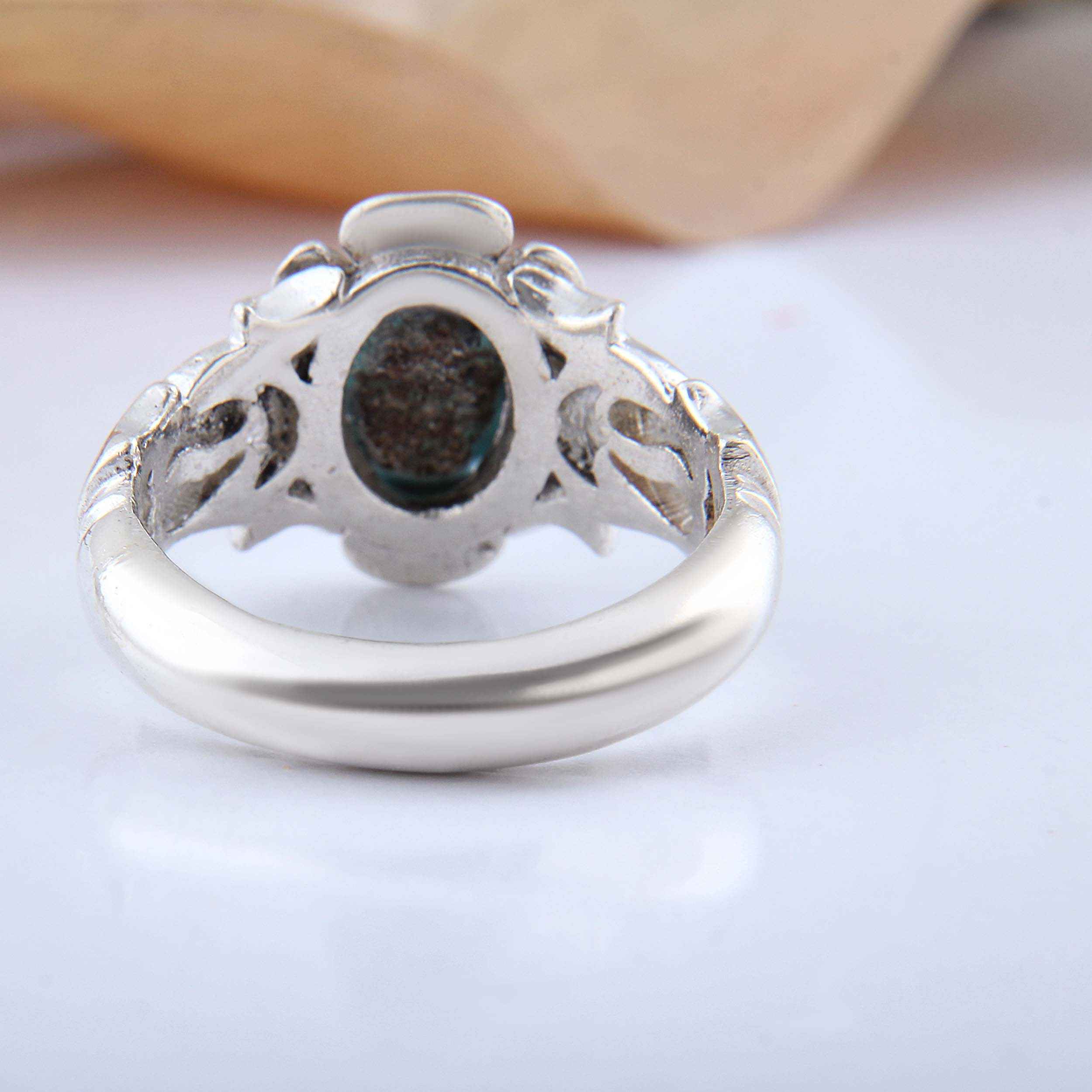 Bague en Argent Persan Faite Main pour Homme avec Turquoise de Neyshabur