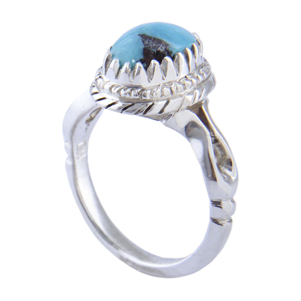 Bague en Argent Persan Faite Main avec Turquoise de Neyshabur