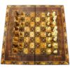 Plateau d’Échecs en Marqueterie Incrustée en Bois Persan avec 32 Pièces & Design Artistique