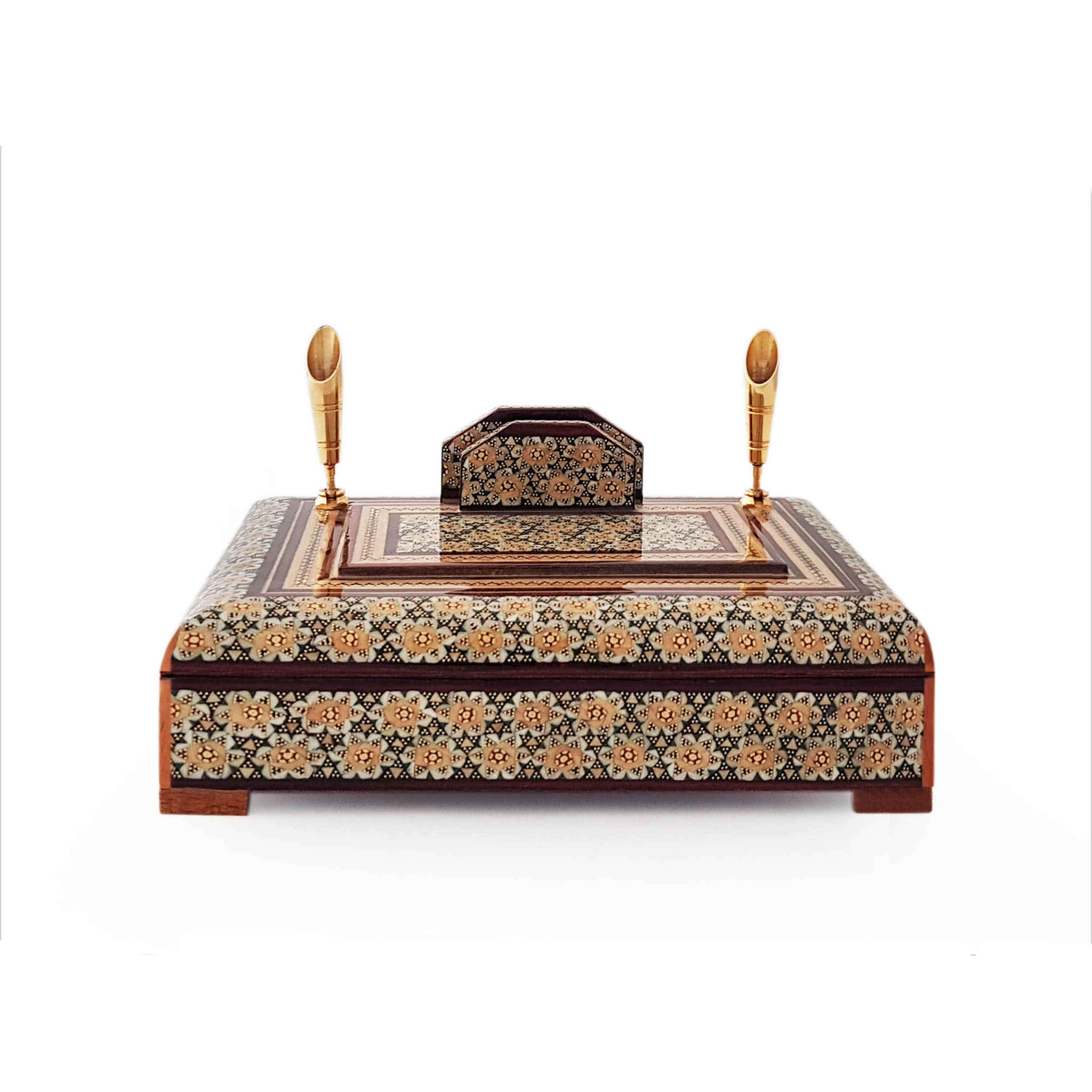 Porte-stylo en bois persan fait main pour bureau - Art Khatamkari Élégance