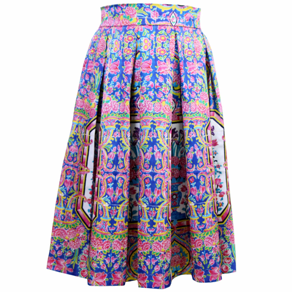 Jupe plissée persane rose à motif carreaux pour femmes