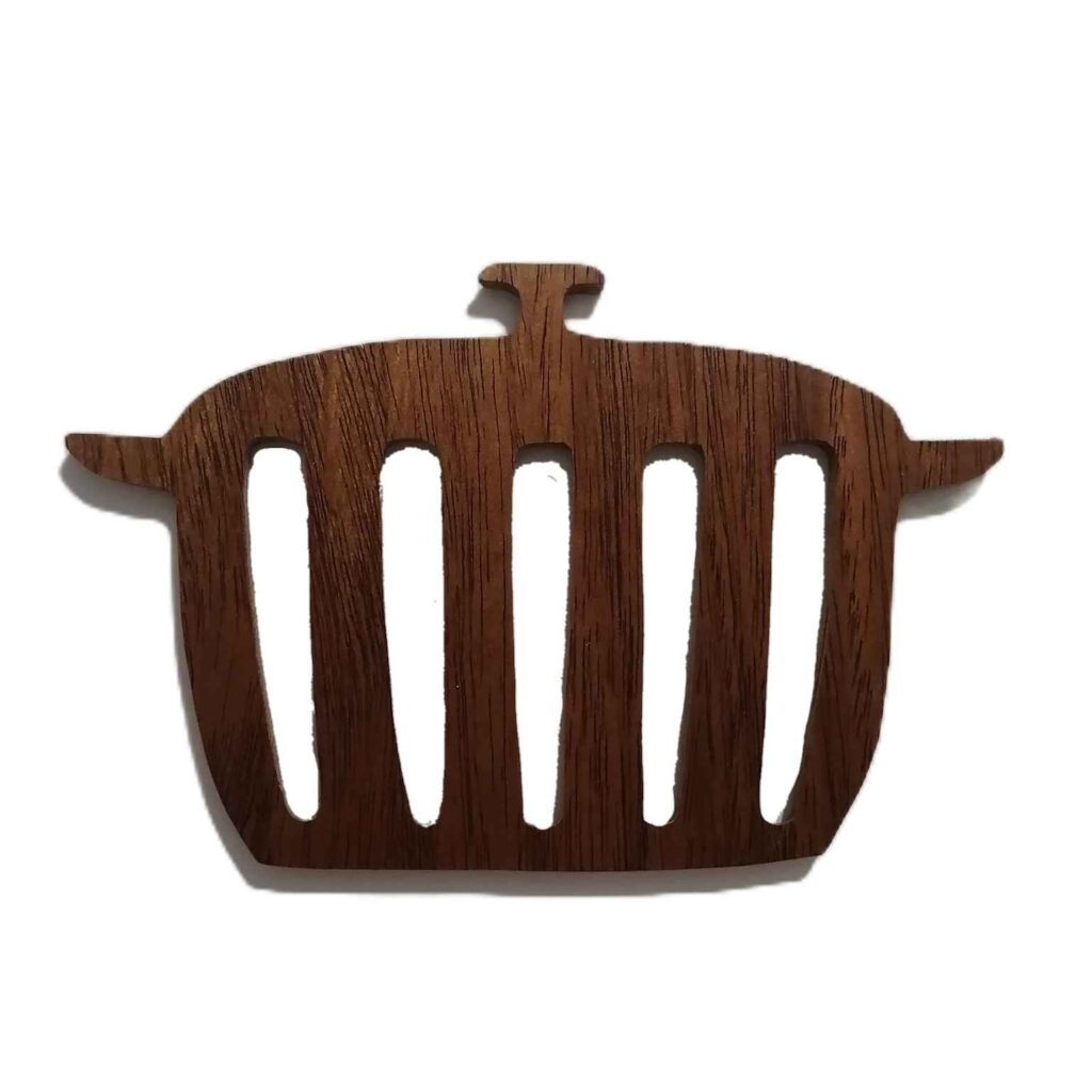 Set de 4 Dessous de Plat en Bois avec Design de Pot pour Cuisine