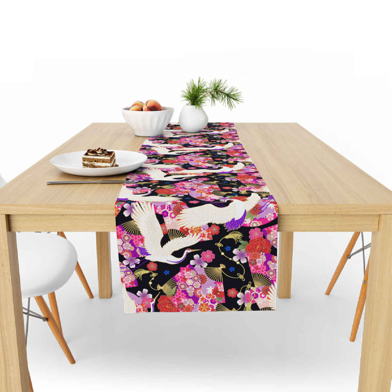 Chemin de Table Imprimé avec Motif Floral en Velours