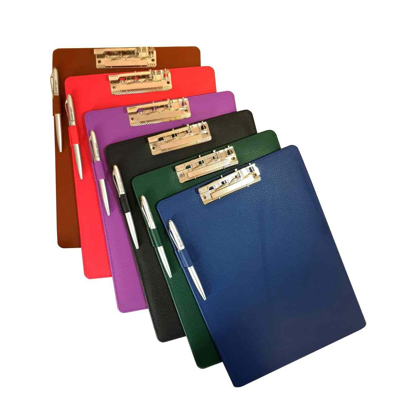 Porte-bloc en cuir avec stylo bleu marine