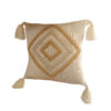 Housse de Coussin Punch Needle - Design Géométrique Vert Brodé