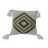 Housse de Coussin Punch Needle - Design Géométrique Vert Brodé