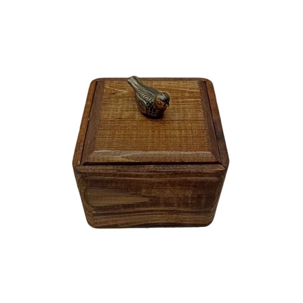 Bol à sucre en bois fait main avec couvercle - Style rustique et design d'oiseau