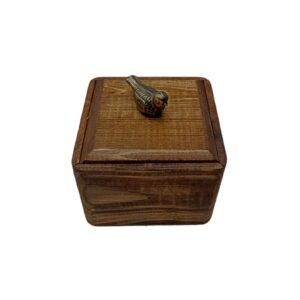 Bol à sucre en bois fait main avec couvercle – Style rustique et design d’oiseau