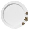 Plateau de service en métal avec motif de fleur dorée en acier