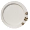 Plateau de service en métal avec motif de fleur dorée en acier