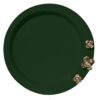 Plateau de service en métal avec motif de fleur dorée en acier