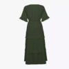 Robe à manches courtes à volants pour femmes avec décolleté en V