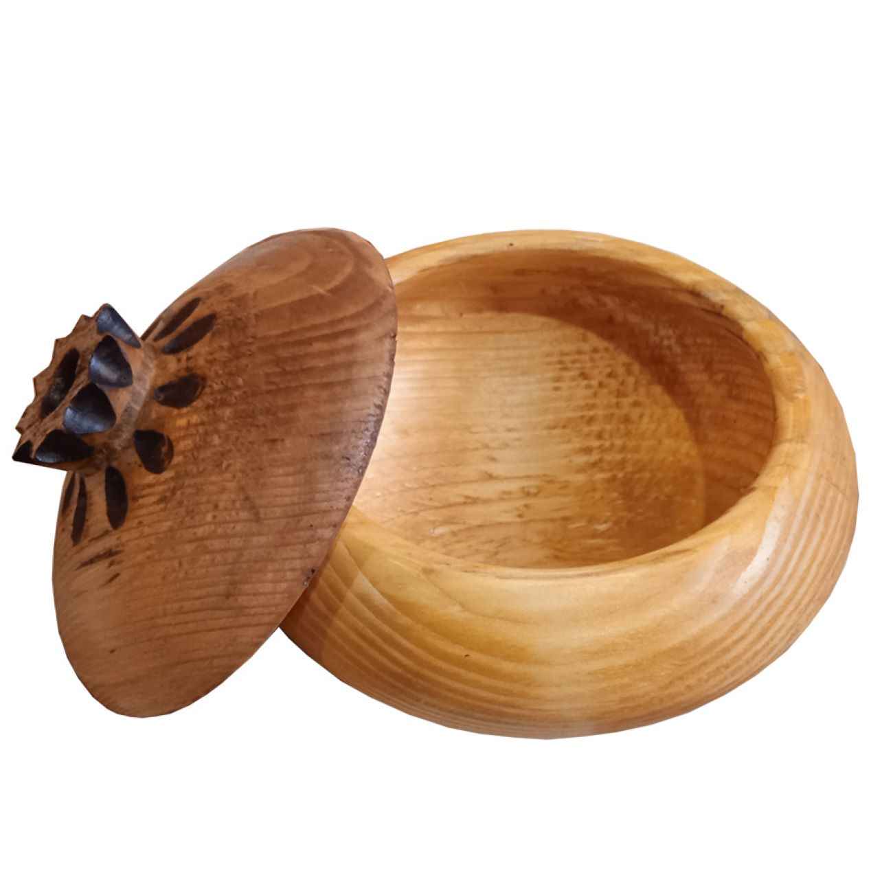 Bol à sucre en bois fait main avec couvercle – Style rustique et design de grenade