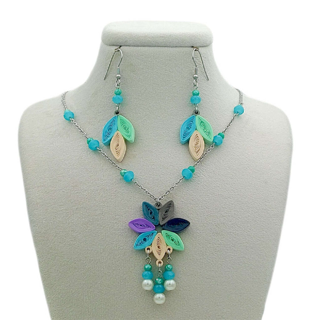 Set de bijoux en acier pour femmes fait à la main modèle Fleur