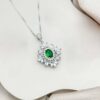 Collier Royal en Argent Sterling Émeraude avec Pierre Zirconia 3A