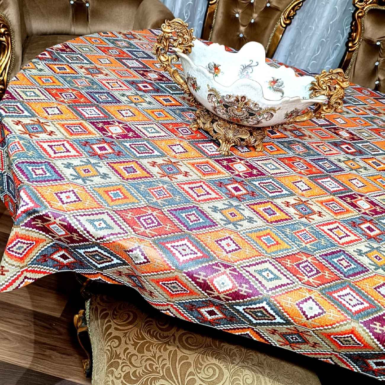 Nappe Inspirée du Kilim Persan en Tissu PVC