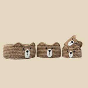 Panier de rangement en crochet modèle Teddy Bear, ensemble de 4