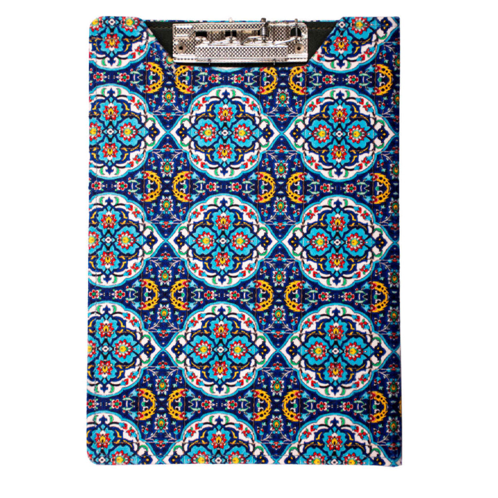 Porte-bloc traditionnel en tissu motif carrelage avec poche