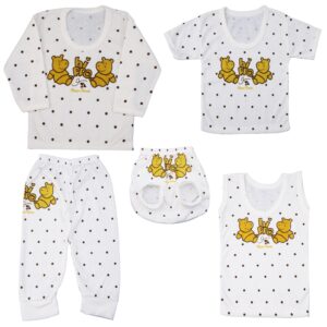 Ensemble de vêtements unisexe pour bébé avec design Hippopotame 5 pièces